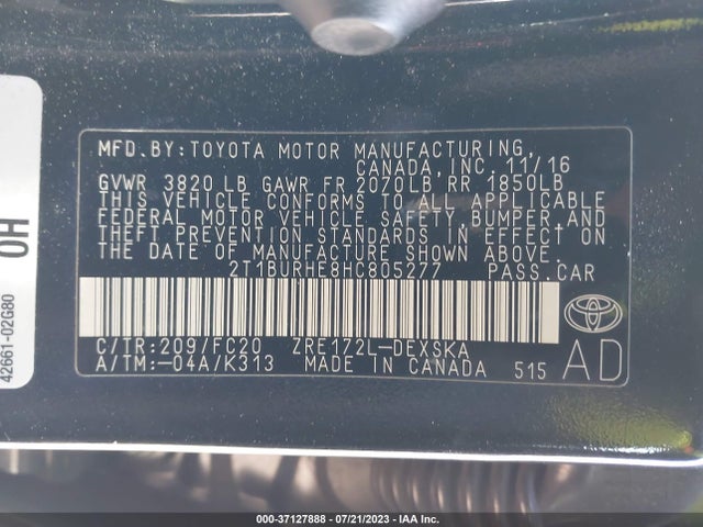 Toyota COROLLA SE 2017 2T1BURHE8HC805277 Image 16
