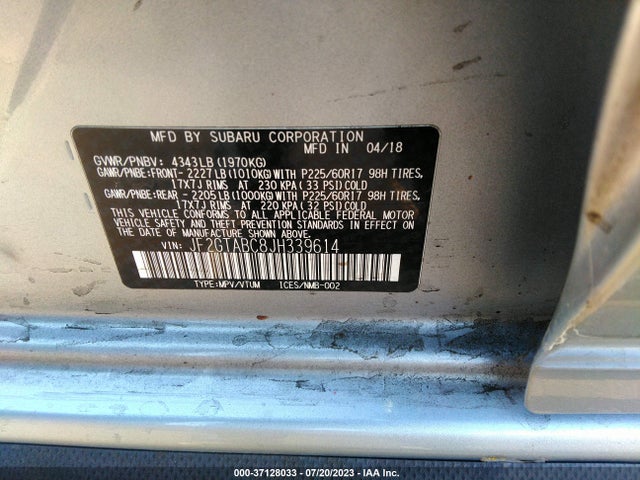 JF2GTABC8JH339614 Subaru Crosstrek Premium