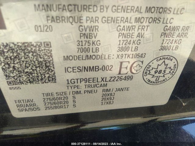 1GTP9EELXLZ226499 GMC Sierra 1500 At4