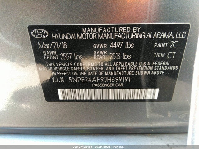 Hyundai SONATA SE 2018 5NPE24AF9JH699191 Image 9