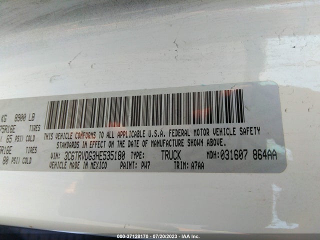 3C6TRVDG3HE535180 RAM Promaster Cargo Van
