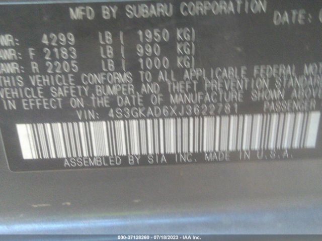 4S3GKAD6XJ3622781 Subaru Impreza Premium