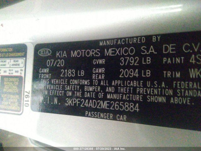 3KPF24AD2ME265884 KIA Forte Lxs
