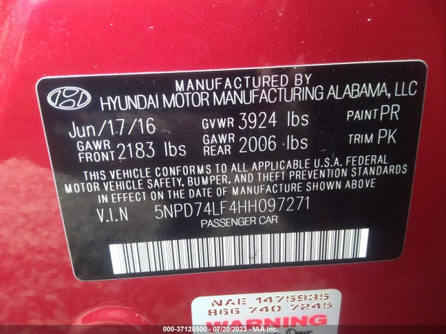 Hyundai ELANTRA SE 2017 5NPD74LF4HH097271 Image 9