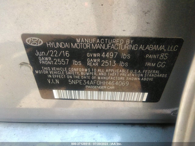 Hyundai Sonata Limited 2017 5NPE34AF0HH464069 Image 15