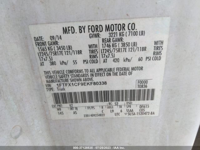 1FTFX1CF9EKF80338 Ford F-150 Xl/xlt/stx/fx2/lariat