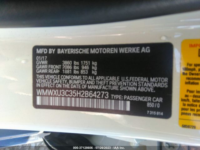 WMWXU3C35H2B64273 Mini Hardtop 4 Door Cooper S