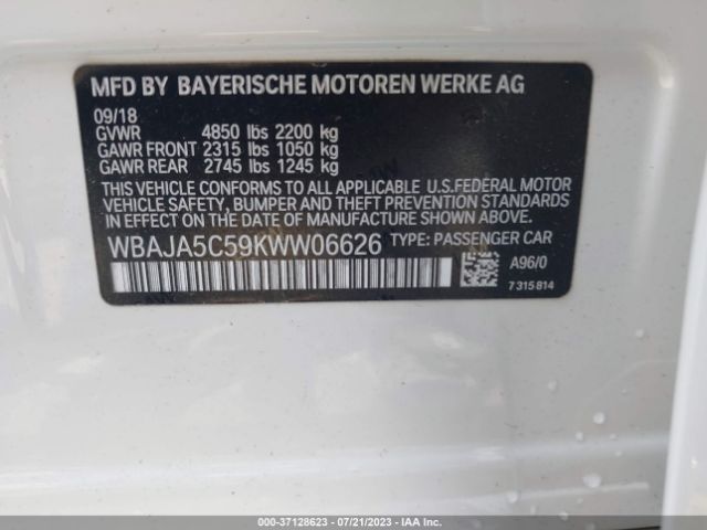 WBAJA5C59KWW06626 BMW 5 Series 530i