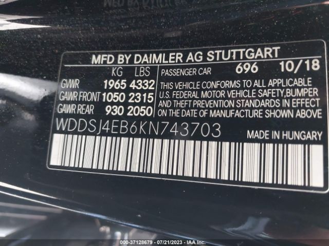WDDSJ4EB6KN743703 Mercedes-Benz Cla Cla 250