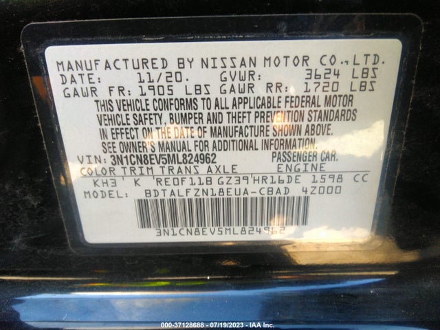 Nissan VERSA SV 2021 3N1CN8EV5ML824962 Image 16