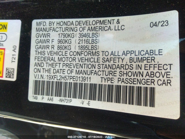Honda Civic Hatchback Lx 2023 19XFL2H57PE013911 Image 16