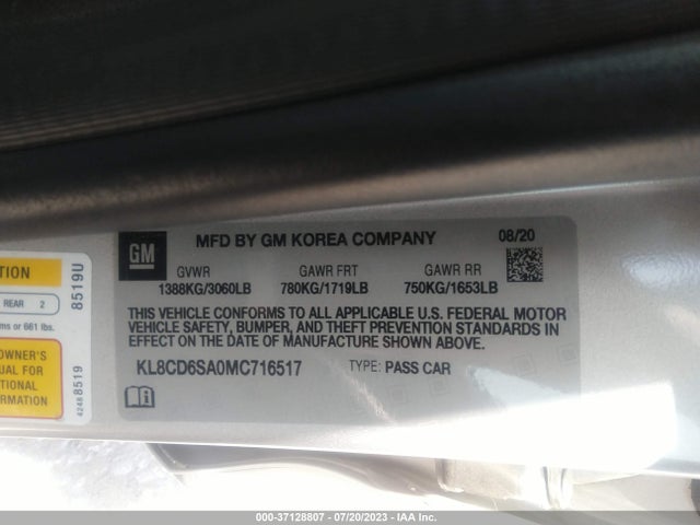 Chevrolet SPARK 1LT 2021 KL8CD6SA0MC716517 Image 9