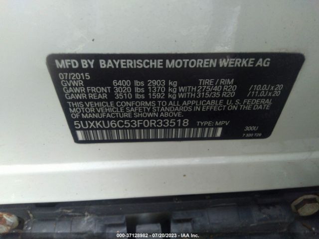 5UXKU6C53F0R33518 BMW X6 Xdrive50i