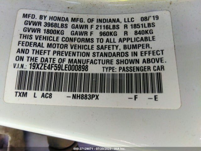 Honda INSIGHT EX 2020 19XZE4F59LE000898 Image 16