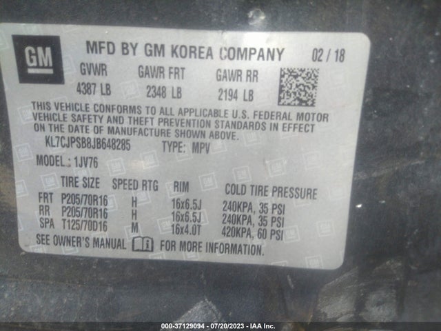 Chevrolet Trax Lt 2018 KL7CJPSB8JB648285 Image 9