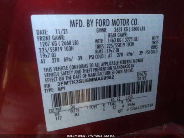 3FMTK3SU6MMA59982 Ford Mustang Mach-e Premium
