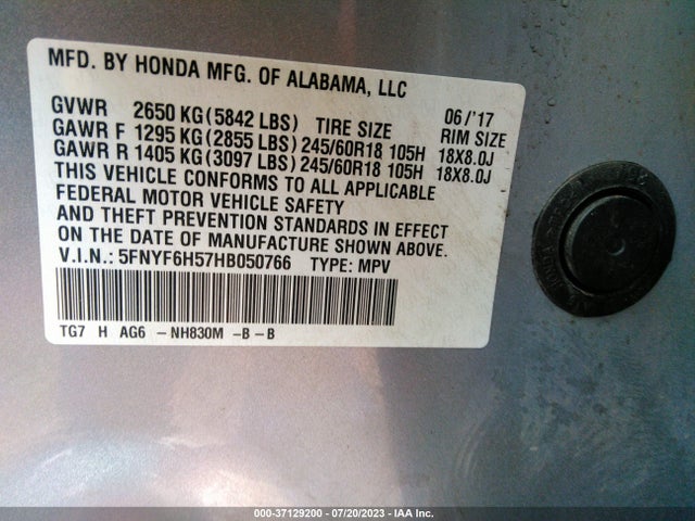 Honda Pilot Ex-l 2017 5FNYF6H57HB050766 Image 9