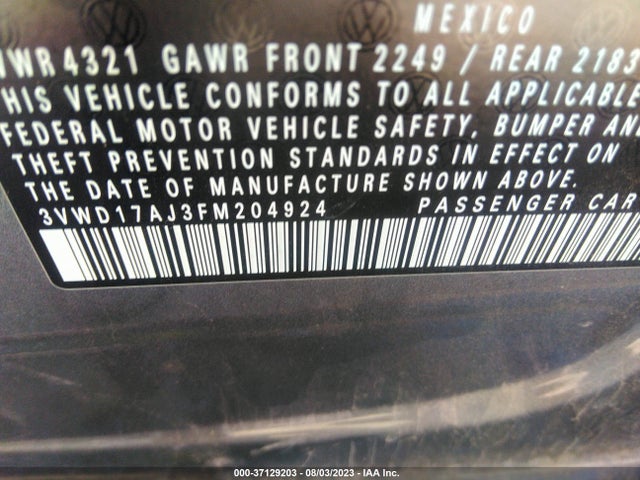 3VWD17AJ3FM204924 Volkswagen Jetta Sedan 1.8t Se