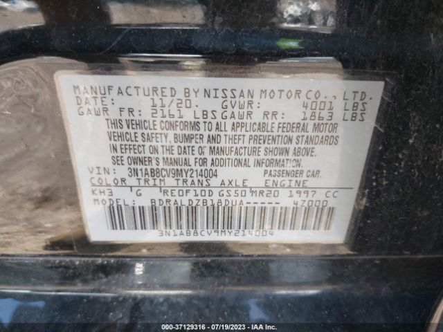 3N1AB8CV9MY214004 Nissan SENTRA SV