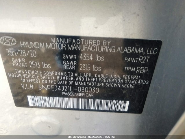 Hyundai Sonata Sel Plus 2020 5NPEJ4J21LH030030 Image 9