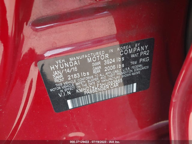 Hyundai ELANTRA SE 2017 KMHD74LF3HU093665 Image 15