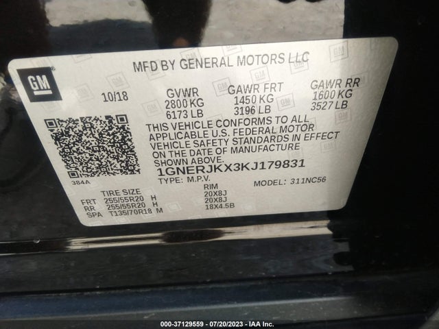 Chevrolet Traverse Rs 2019 1GNERJKX3KJ179831 Image 9
