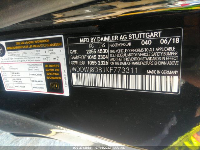 WDDWJ8DB1KF773311 Mercedes-Benz C-class C 300