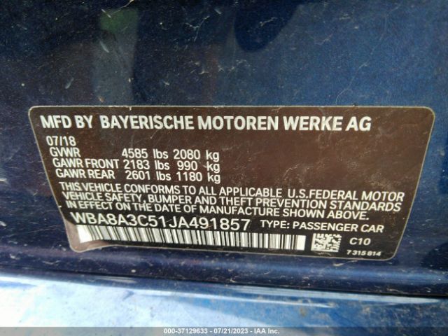 WBA8A3C51JA491857 BMW 3 Series 320i Xdrive