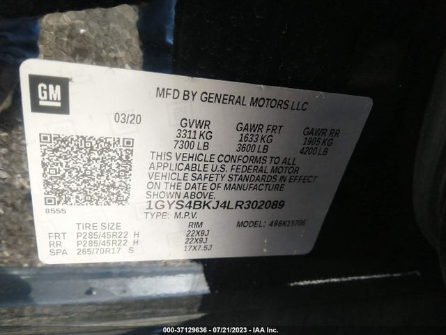 1GYS4BKJ4LR302089 Cadillac Escalade Luxury