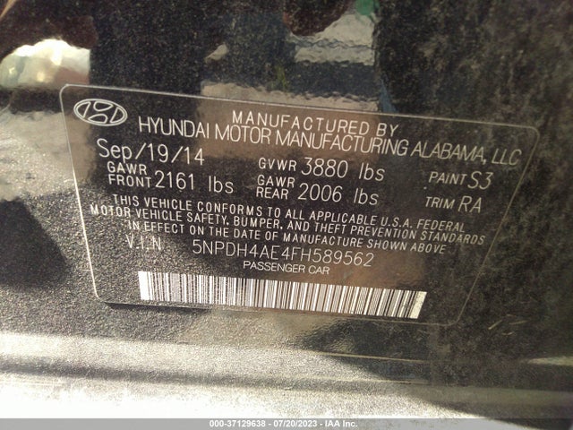 Hyundai ELANTRA SE 2015 5NPDH4AE4FH589562 Image 11