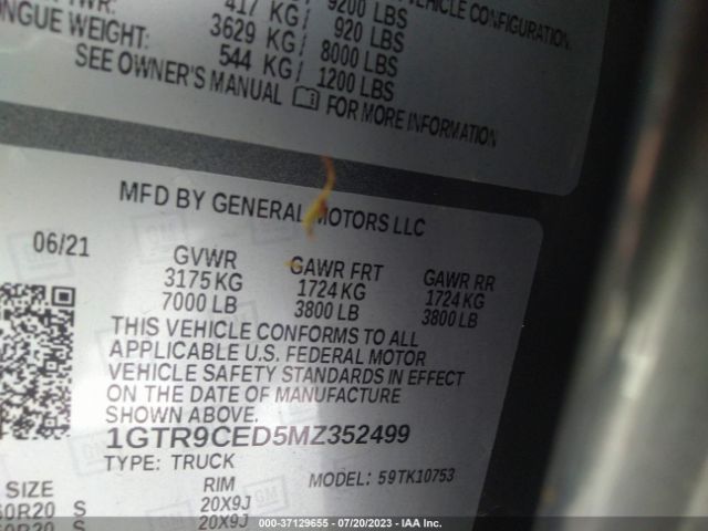 1GTR9CED5MZ352499 GMC Sierra 1500 Elevation