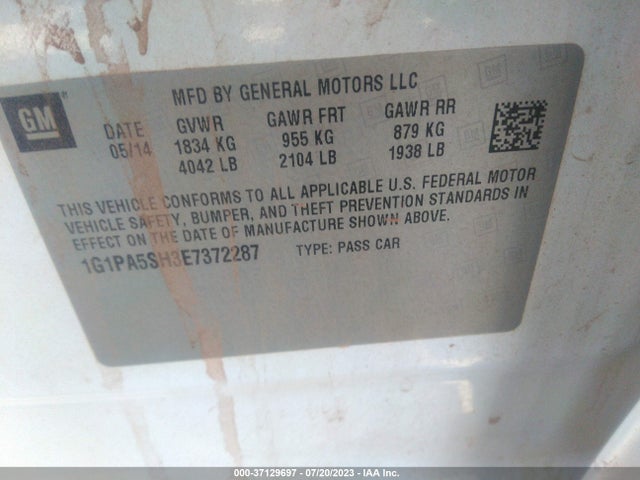 Chevrolet CRUZE LS 2014 1G1PA5SH3E7372287 Image 15