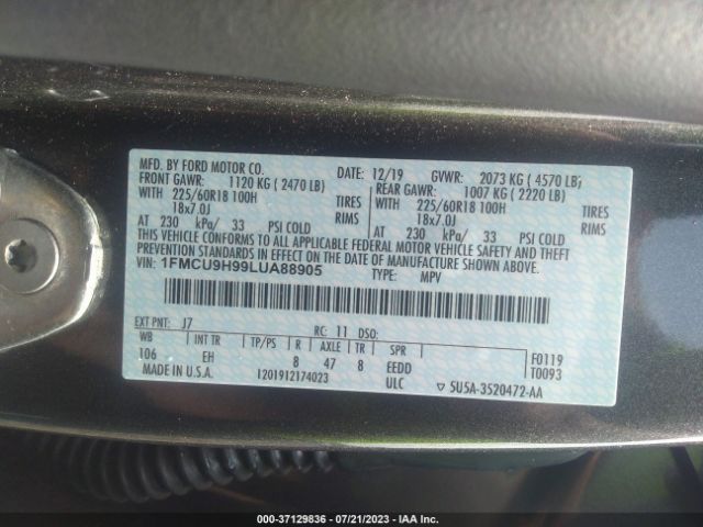 1FMCU9H99LUA88905 Ford ESCAPE SEL
