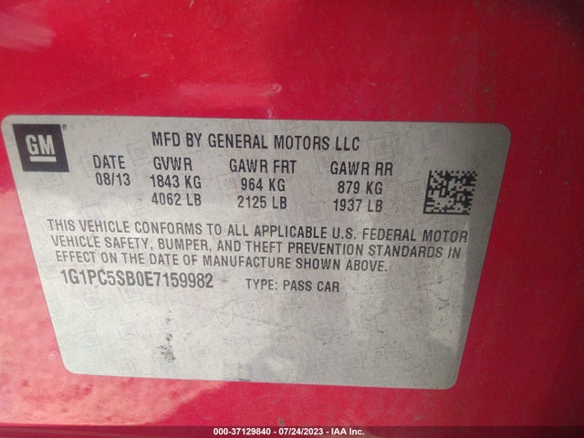 Chevrolet Cruze 1lt 2014 1G1PC5SB0E7159982 Image 10