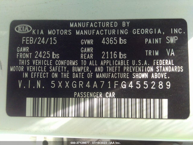 KIA OPTIMA SX 2015 5XXGR4A71FG455289 Image 9