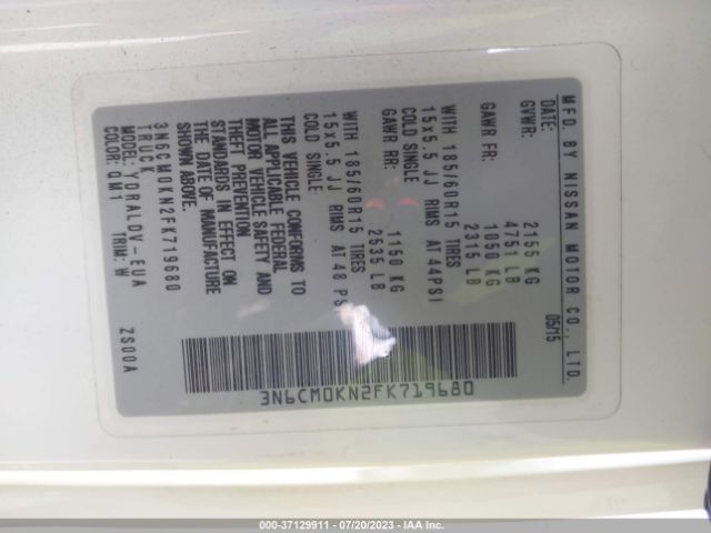 3N6CM0KN2FK719680 Nissan Nv200 S/sv