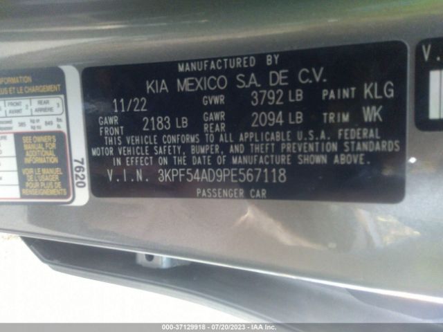 3KPF54AD9PE567118 KIA Forte Gt-line
