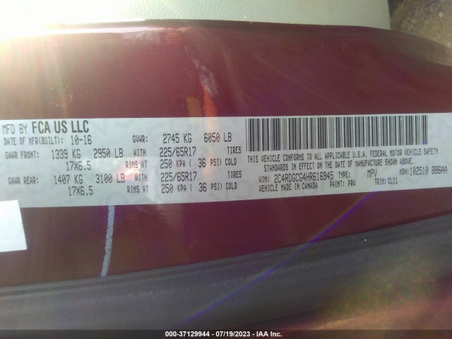 Dodge Grand Caravan Sxt 2017 2C4RDGCG4HR616945 Image 9