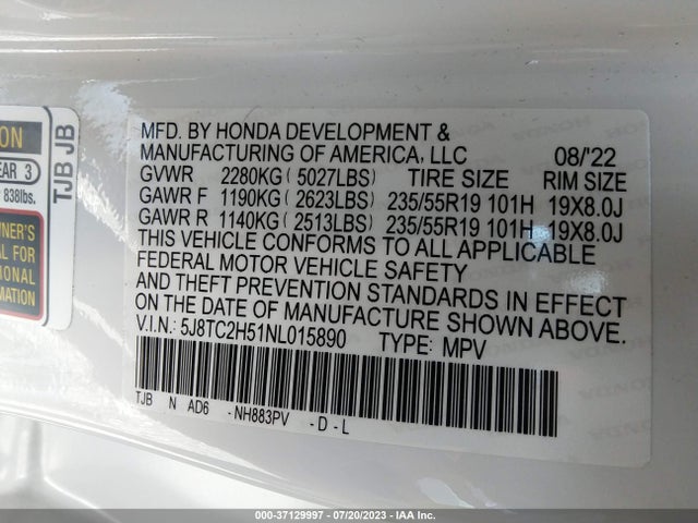 2022 Acura RDX, VIN: 5J8TC2H51NL015890