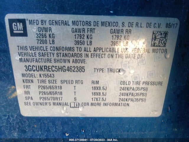Chevrolet Silverado 1500 2lt 2017 3GCUKREC5HG462385 Image 9