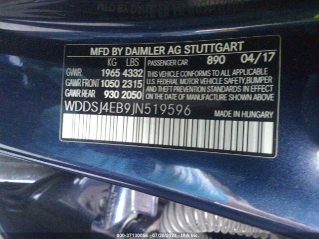 WDDSJ4EB9JN519596 Mercedes-Benz Cla Cla 250