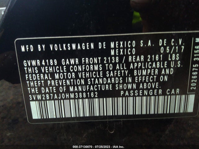 3VW2B7AJ0HM388162 Volkswagen Jetta 1.4t S