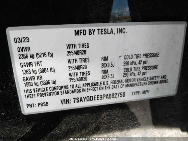 7SAYGDEE9PA092750 Tesla Model Y Long Range