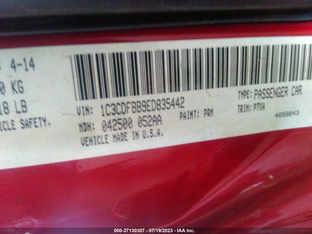 Dodge DART SXT 2014 1C3CDFBB9ED835442 Image 9