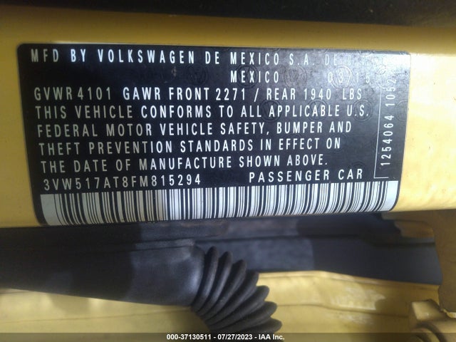 3VW517AT8FM815294 Volkswagen Beetle Convertible 1.8t