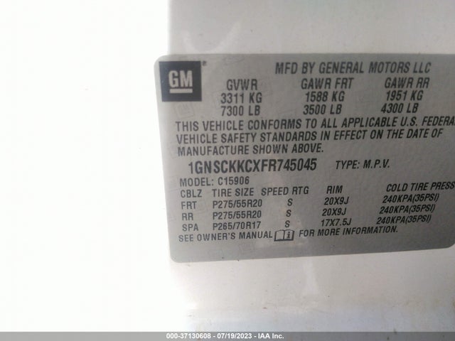 Chevrolet Suburban Ltz 2015 1GNSCKKCXFR745045 Image 9