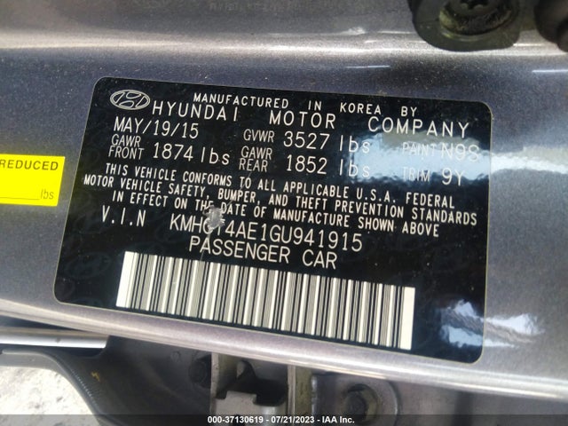 2016 HYUNDAI ACCENT SE VIN: KMHCT4AE1GU941915