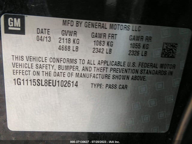 Chevrolet IMPALA LT 2014 1G1115SL8EU102614 Image 9