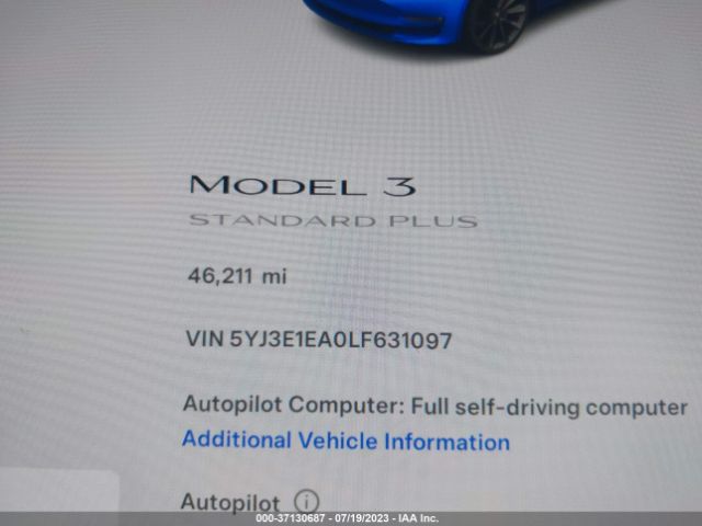 5YJ3E1EA0LF631097 Tesla Model 3 Standard Range