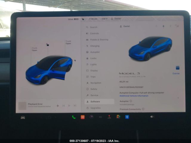 5YJ3E1EA0LF631097 Tesla Model 3 Standard Range